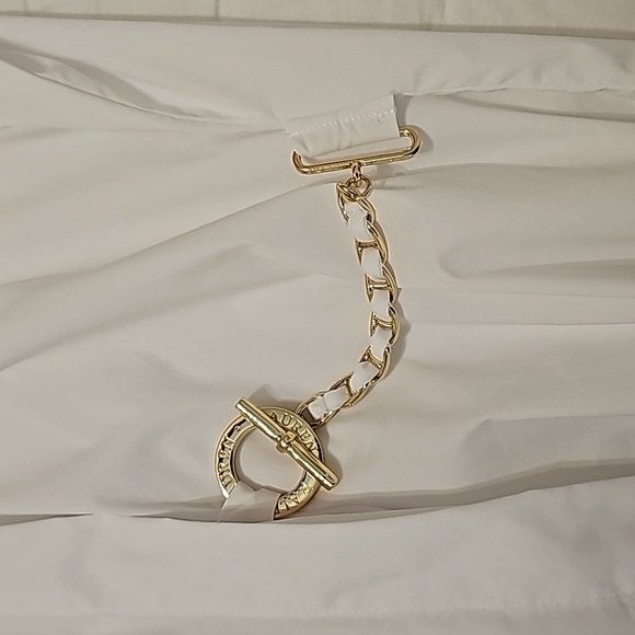 Lauren Ralph Lauren white cotton button down with chain - Picture 7 of 9